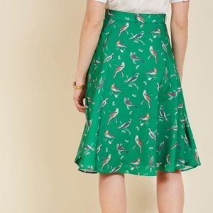 Just This Sway Midi Skirt in Jade Birds